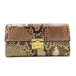 Gucci Zip Long Wallet Chain Bifold Leather Python Pink